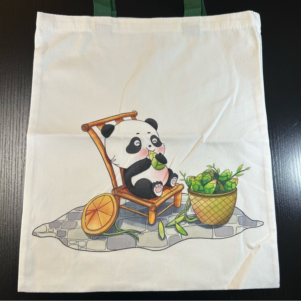 Cute Panda Canvas Tote Bag Kawaii Bamboo Relaxing Design